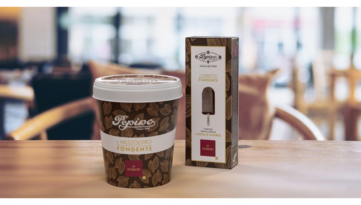 DOMORI e PEPINO 1884: la passione per il cioccolato non ha fine nel sorbetto al cioccolato fondente.